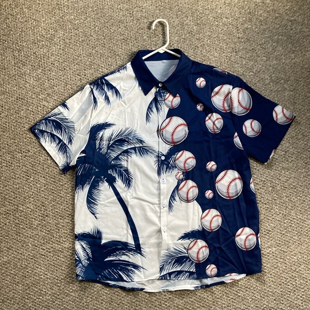 Hawaiian Baseball Button Up Shirt - Mens